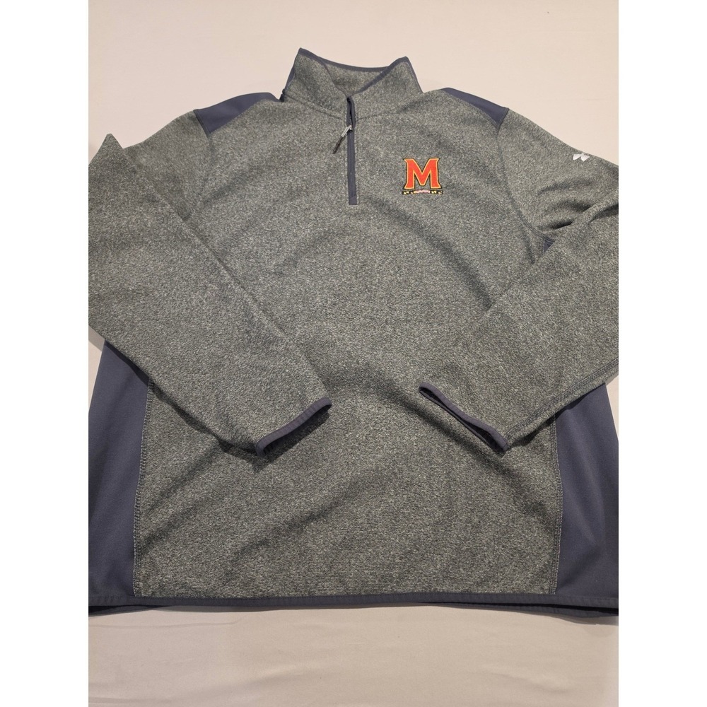 Under Armour Maryland Terrapins ColdGear 1/4 Zip Pullover Gray Mens XL Loose Fit